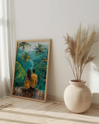 Bali Wall Art, Rice Terrace Print, Ubud Landscape, Impasto Oil Painting, Tropical Green, Travel Gift, Anniversary Gift