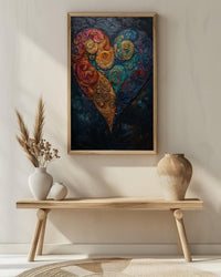 Paisley Pattern Art, Indian Motif Print, Boho Heart Decor, Impasto Oil Painting, Jewel Tones, Textile Art, Cultural Gift