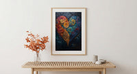 Paisley Pattern Art, Indian Motif Print, Boho Heart Decor, Impasto Oil Painting, Jewel Tones, Textile Art, Cultural Gift