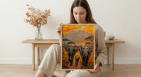 African Elephant Oil Painting Poster, Safari Nursery Wall Art, Impasto Art Print, Kilimanjaro Sunset, Textured Look Wildlife Decor