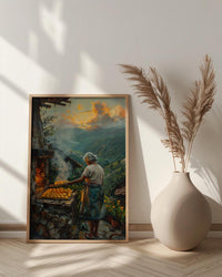 Brazilian Po de Queijo Oil Painting, Rustic Kitchen Art Print, Grandma Baking Wall Art, Minas Gerais Farmhouse Decor, Impasto Poster