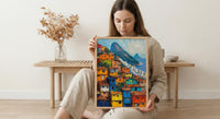 Rio De Janeiro Favela Painting, Brazil Cityscape Art Print, Sugarloaf Mountain Wall Art, Vibrant Slum Poster, Impasto Slopes Decor