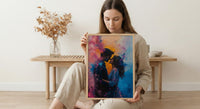 Holi Festival Art, Colorful Couple Print, India Culture, Impasto Oil Painting, Vibrant Decor, Joyful Gift, Anniversary Gift