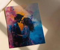 Holi Festival Art, Colorful Couple Print, India Culture, Impasto Oil Painting, Vibrant Decor, Joyful Gift, Anniversary Gift