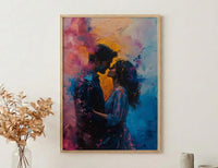 Holi Festival Art, Colorful Couple Print, India Culture, Impasto Oil Painting, Vibrant Decor, Joyful Gift, Anniversary Gift