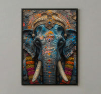 Elephant Art Print, Temple India Decor, Cultural Blessing, Impasto Oil Painting, Painted Elephant, Good Luck Gift, Baby Shower Gift