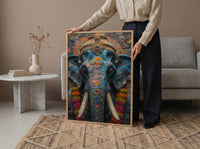 Elephant Art Print, Temple India Decor, Cultural Blessing, Impasto Oil Painting, Painted Elephant, Good Luck Gift, Baby Shower Gift