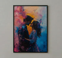 Holi Festival Art, Colorful Couple Print, India Culture, Impasto Oil Painting, Vibrant Decor, Joyful Gift, Anniversary Gift