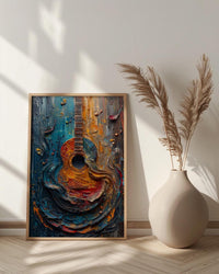 Indian Music Art, Sitar Print, Instrument Decor, Impasto Oil Painting, Classical Music, Cultural Gift, Best Friend Gift