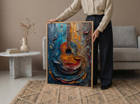 Indian Music Art, Sitar Print, Instrument Decor, Impasto Oil Painting, Classical Music, Cultural Gift, Best Friend Gift