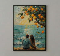 Mango Tree Art, Summer India Print, Fruit Orchard, Impasto Oil Painting, Yellow and Green, Nature Love, Wedding Gift