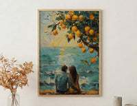 Mango Tree Art, Summer India Print, Fruit Orchard, Impasto Oil Painting, Yellow and Green, Nature Love, Wedding Gift