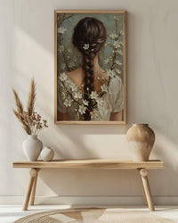Jasmine Flower Art, Indian Braid Print, Cultural Beauty, Impasto Oil Painting, Hair Decor, White Flowers, Anniversary Gift