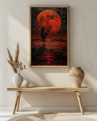Rajasthan Art, Thar Desert Print, Camel Silhouette, Impasto Oil Painting, Red Moon, Folk Decor, Wedding Gift