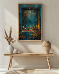 Diwali Art Print, Festival of Lights, Diya Decor, Impasto Oil Painting, Night Window, Cozy Home, Best Friend Gift