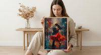 Tango Dancers Art, Argentina Decor, Passionate Love, Impasto Oil Painting, Red Dress Print, Dance Studio Art, Latin Vibes