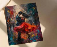 Tango Dancers Art, Argentina Decor, Passionate Love, Impasto Oil Painting, Red Dress Print, Dance Studio Art, Latin Vibes