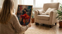 Tango Dancers Art, Argentina Decor, Passionate Love, Impasto Oil Painting, Red Dress Print, Dance Studio Art, Latin Vibes