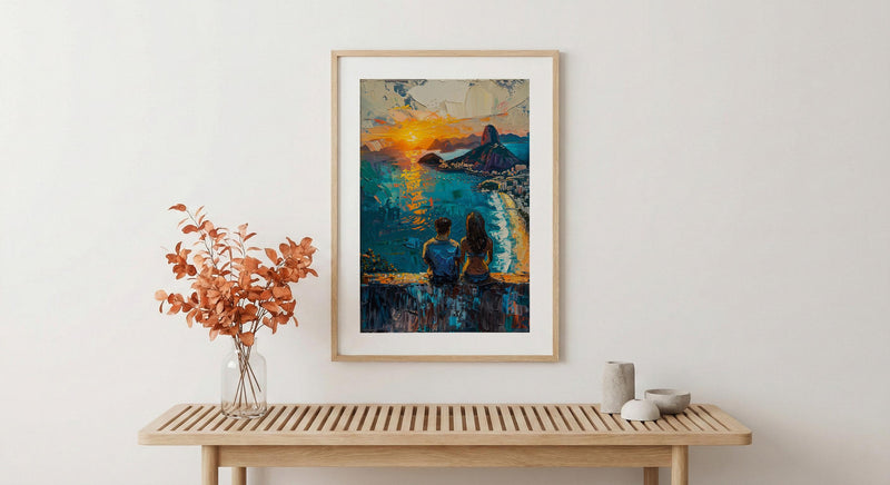 Rio de Janeiro Art, Christ Redeemer Print, Brazil Sunset, Impasto Oil Painting, Cityscape Decor, Travel Gift, Anniversary Gift