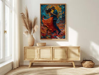 Salsa Dance Art, Latin Music Print, Dance Studio Decor, Impasto Oil Painting, Red Skirt, Passionate Gift, Anniversary Gift
