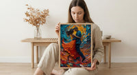Salsa Dance Art, Latin Music Print, Dance Studio Decor, Impasto Oil Painting, Red Skirt, Passionate Gift, Anniversary Gift