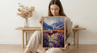 Wine Lover Art, Vineyard Landscape, Chile Travel Print, Impasto Oil Painting, Mountain View, Kitchen Decor, Travel Lover Gift