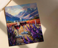 Wine Lover Art, Vineyard Landscape, Chile Travel Print, Impasto Oil Painting, Mountain View, Kitchen Decor, Travel Lover Gift