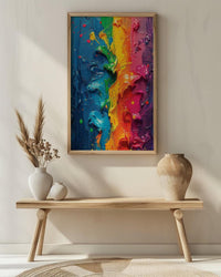 Abstract Colorful Oil Painting Poster, Holi Festival Spirit Art Print, Vibrant Rainbow Wall Art, Modern Impasto Texture, Indian Colors Decor