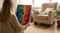 Abstract Colorful Oil Painting Poster, Holi Festival Spirit Art Print, Vibrant Rainbow Wall Art, Modern Impasto Texture, Indian Colors Decor