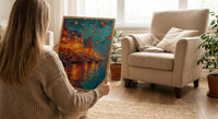 Varanasi Lantern Festival Oil Painting Poster, Ganges River Night Art Print, Indian Spiritual Wall Art, Floating Lanterns, Impasto Art