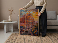 Jaipur Hawa Mahal Oil Painting Poster, Pink City India Art Print, Palace of Winds Wall Art, Rajasthan Travel Decor, Impasto Architecture