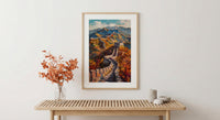 Great Wall of China Oil Painting Poster, Autumn Landscape Art Print, Chinese Wall Heritage Decor, Historical Asia Wall Art, Impasto Print