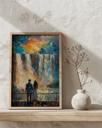 Iguazu Falls Art, Argentina Brazil Print, Waterfall Landscape, Impasto Oil Painting, Rainbow Decor, Nature Gift, Anniversary Gift