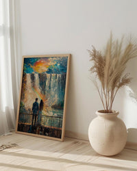 Iguazu Falls Art, Argentina Brazil Print, Waterfall Landscape, Impasto Oil Painting, Rainbow Decor, Nature Gift, Anniversary Gift