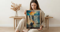 Iguazu Falls Art, Argentina Brazil Print, Waterfall Landscape, Impasto Oil Painting, Rainbow Decor, Nature Gift, Anniversary Gift