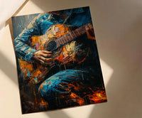 Spanish Guitar Art, Music Wall Decor, Romantic Serenade, Impasto Oil Painting, Warm Light, Musician Gift, Aesthetic Room Decor