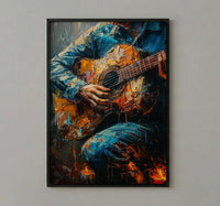 Spanish Guitar Art, Music Wall Decor, Romantic Serenade, Impasto Oil Painting, Warm Light, Musician Gift, Aesthetic Room Decor