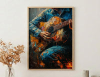 Spanish Guitar Art, Music Wall Decor, Romantic Serenade, Impasto Oil Painting, Warm Light, Musician Gift, Aesthetic Room Decor