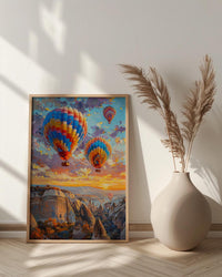Cappadocia Wall Art, Hot Air Balloon Print, Turkey Travel Poster, Impasto Oil Painting, Sunrise Decor, Travel Lover Gift, Dreamy