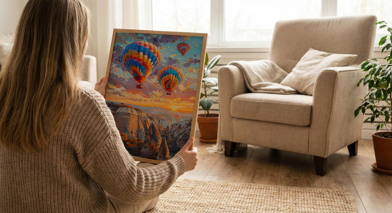 Cappadocia Wall Art, Hot Air Balloon Print, Turkey Travel Poster, Impasto Oil Painting, Sunrise Decor, Travel Lover Gift, Dreamy
