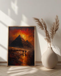 Egypt Pyramids Art, Giza Wall Decor, Sunset Landscape, Impasto Oil Painting, Camel Print, History Gift, Travel Lover Gift