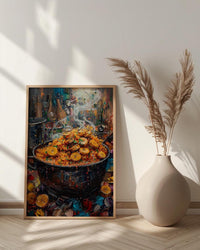 Jollof Rice and Plantain Oil Painting, African Food Art Print, Nigerian Kitchen Decor, West Africa Cuisine, Impasto Cooking Pot