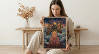 Magic Carpet Art, Whimsical Wall Decor, Fantasy Print, Impasto Oil Painting, Arabian Nights, Nursery Art, Wanderlust Decor