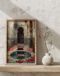 Morocco Wall Art, Riad Courtyard Print, Bohemian Decor, Impasto Oil Painting, Mosaic Tile Art, Travel Lover Gift, Exotic Home