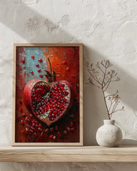 Pomegranate Art, Red Fruit Print, Symbol of Love, Impasto Oil Painting, Kitchen Wall Decor, Abundance Gift, Housewarming Gift
