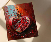 Pomegranate Art, Red Fruit Print, Symbol of Love, Impasto Oil Painting, Kitchen Wall Decor, Abundance Gift, Housewarming Gift