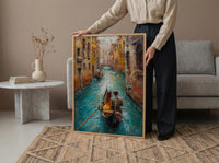 Venice Wall Art, Gondola Print, Italy Travel Poster, Impasto Oil Painting, Romantic Canal Art, Wedding Gift, Italian Decor