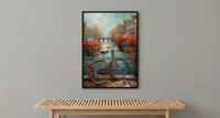 Amsterdam Wall Art, Vintage Bicycle Print, Canal House Decor, Impasto Oil Painting, Tulips Art, Travel Gift, Netherlands