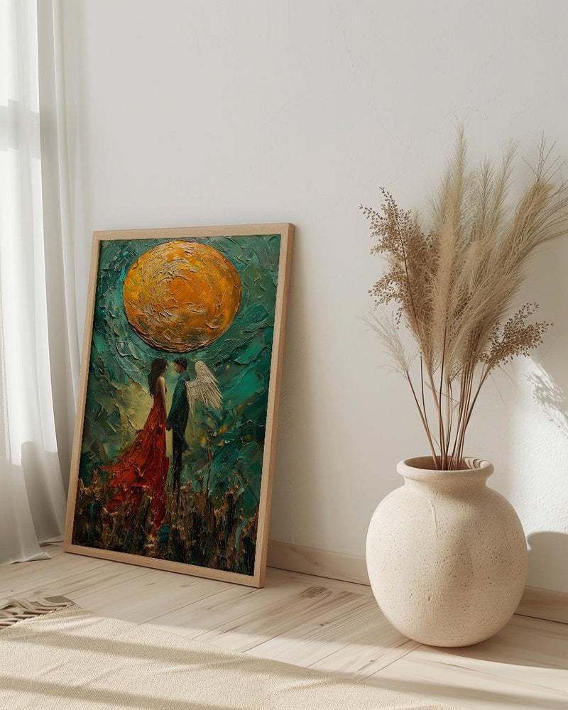 Wedding Gift, The Lovers Tarot Card Print, Twin Flame Art, Impasto Oil Painting, Soulmate Wall Decor, Celestial Love Poster