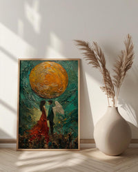 Wedding Gift, The Lovers Tarot Card Print, Twin Flame Art, Impasto Oil Painting, Soulmate Wall Decor, Celestial Love Poster